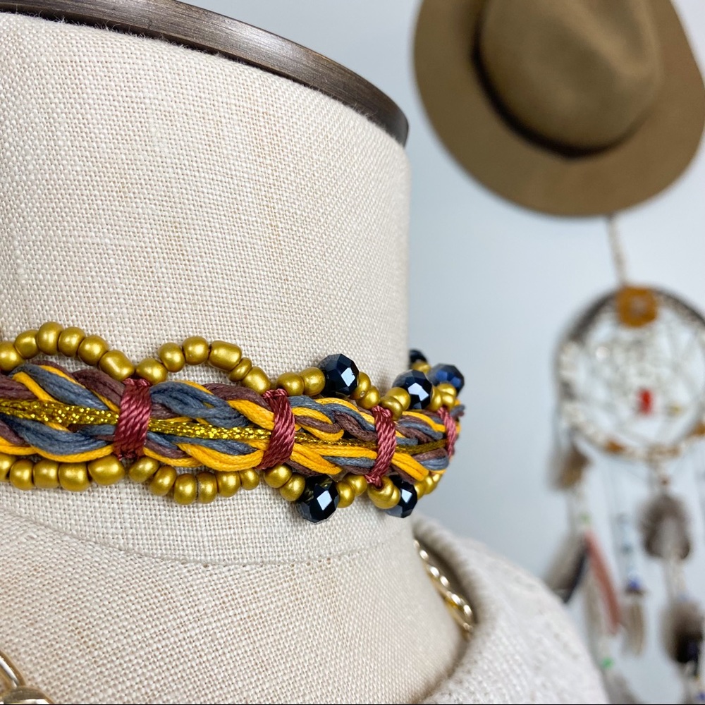 Cocobelle Anthropologie Stella Beaded Tassel Tie Choker Headband - Picture 2 of 14